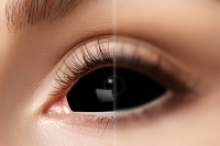 Sclera Black Eye Kontaktlinse mit Minus Sehstärken...